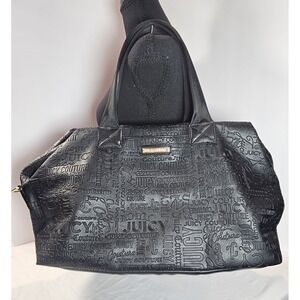 JUICY COUTURE Word Play Overnighter Weekender Black Travel Bag w/ Gold‎ Hardware